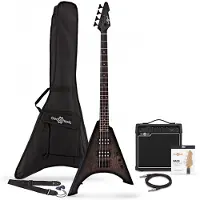 Gear4Music Harlem V Bassgitar + 15W Forsterkerpakke Svart