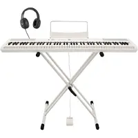 Gear4Music SDP-2 Scenepiano fra Hvitt + Stativ Pedal og Hodetelefoner