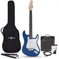 Gear4Music LA Elektrisk Gitar Blå 10W Gitarforsterker & Tilbehørspakke