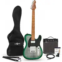 Gear4Music Knoxville Select Electric Guitar HH + Forsterkerpakke Trans Green