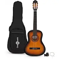 Gear4Music 3/4 Klassisk Gitar Sunburst Pakke fra