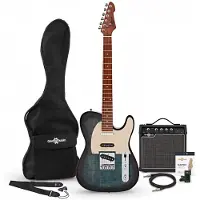 Gear4Music Knoxville Select Electric Guitar SSS + Forsterkerpakke Denim Burst