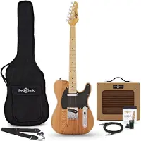 Gear4Music Knoxville Elektrisk Gitar + Forsterkerpakke Natural