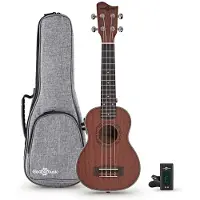 Gear4Music Sapele Soprano Elektro Ukulelepakke fra