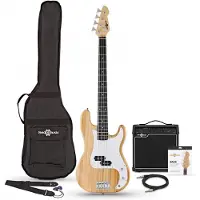 Gear4Music LA Bassgitar + 15W Forsterkerpakke Natural