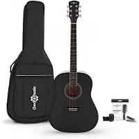 Gear4Music Dreadnought Akustisk Gitar & Tilbehørspakke fra Svart