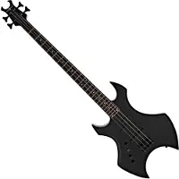 Gear4Music Harlem X Left Handed Bass Guitar by Black