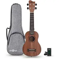 Gear4Music Koa Soprano Electro Ukulelepakke fra