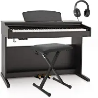 Gear4Music DP-10X Digitalt Piano fra  Matt Svart + Tilbehørspakke