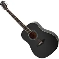 Gear4Music Dreadnought Venstrehendt Akustisk Gitar fra Svart