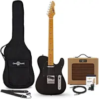 Gear4Music Knoxville Elektrisk Gitar + Forsterkerpakke Svart