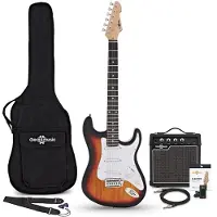 Gear4Music LA Elektrisk Gitar Sunburst 10W Gitarforsterker & Tilbehørspakke