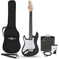 Gear4Music 3/4 LA Venstrehendt Elektrisk Gitar Svart 10W Gitarforsterker og Tilbehørspakke