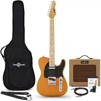 Gear4Music Knoxville Elektrisk Gitar + Forsterkerpakke Butterscotch