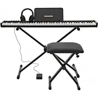 Gear4Music VISIONKEY-100 Digitalt Keyboardpiano med Bluetooth Stativpakke