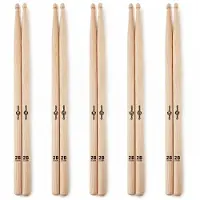 Gear4Music 2B Hickory Drumsticks Natural 5 Pack