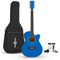 Gear4Music Single Cutaway Elektroakustisk Gitar & Tilbehørspakke fra Blå