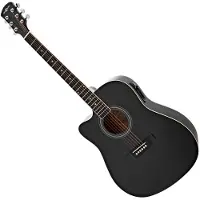 Gear4Music Dreadnought Cutaway Venstrehendt Akustisk Gitar Svart