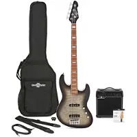 Gear4Music LA II Select Bassgitar + Forsterkerpakke Black Burst