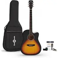 Gear4Music Dreadnought Cutaway Elektroakustisk Gitar & Tilbehørspakke fra Sunburst
