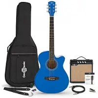 Gear4Music Single Cutaway Elektroakustisk Gitar Blå 15W Akustisk Forsterker & Tilbehørspakke