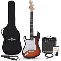 Gear4Music LA Venstrehendt Elektrisk Gitar Sunburst 10W Gitarforsterker & Tilbehørspakke