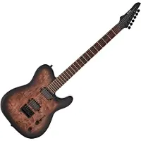 G4M 734 Pro Baritone Elektrisk Gitar Black Burl Burst