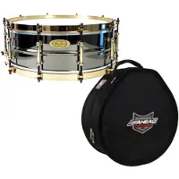 WorldMax 14" X 6.5" Black Brass Snare & Ahead Case Aztec Gold Hoops