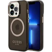 GUESS GUHMP14LHTCMK iPhone 14 Pro 6,1" svart/svart hardt etui Gold Outline Translucent MagSafe