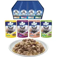 Prevital 96 X Våtfôr Til Katt Blanding Av 4 Smaker: Kylling Kalv Laks Og Fjærkre 100g