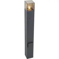 QAZQA Moderne utendørs stolpelampe sort med røykglass 70 cm med skumringssensor IP44 - Denmark
