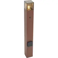 QAZQA Industriell utendørs pullert rustbrun med røykglass 70 cm med skumringssensor IP44 - Denmark