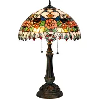 Clayre & Eef Fargerik bordlampe Maja, Tiffany-design