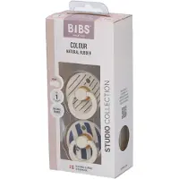 BIBS Colour Smokker - 2-pack - Str. 1 - Rund - Ivory/Steel Blue - - 0-6 md - Smokk