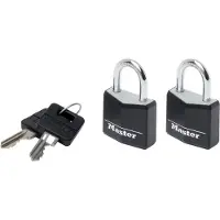 Master Lock 9130EURTBLK 30mm svart belagt aluminium hengelåser Twin Pack med felles nøkkel