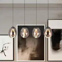 VIOKEF LED-pendellampe Melanie, lengde 85 cm, røykgrå, glass 4 lyskilder.