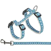 Trixie Kattsele+Koppel/10mm 27-45cm /13mm 1.20m grå/blå.