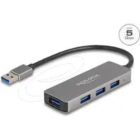 DeLOCK 4-port USB 3.2 Gen 1-hub med USB type A-kontakt 4x type A-kontakter på siden