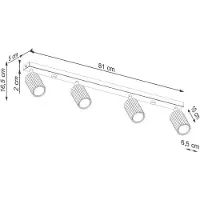 Sollux Carbon downlight, hvit, lengde 81 cm, aluminium, 4 lyskilder.