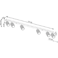 Sollux Downlight carbon, hvit, lengde 117 cm, aluminium, 6 lyskilder.