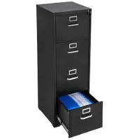 Vevor arkivskap med 4 skuffer og lås, vertikale arkivskap i metall for hjemmekontor, kraftig skap med avtakbar opphengsstang, for A4/Letter/Legal-filer, enkel montering (svart)