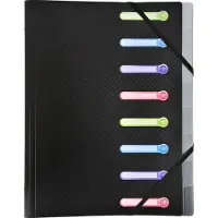 Exacompta - Klassifikasjonsmappe - 8 rom - 8 deler - for A4 - med fliker - svart