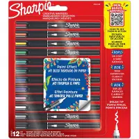 Sharpie Creative Marker Acrylic Paint Pens | Brush-Tip Water-Based Paint Markers | Assorted Colours | 12 Count