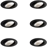 QAZQA Sett med 6 innfelte spotter svart 9,5 cm inkl. LED 1300 lm dimbar IP65 - Gaius