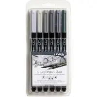 Lyra Dobbeltsidig Akvarelltusj I Gråtonerblisterpakning Med 6 Stk Assortert