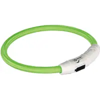 Trixie Flash Light Ring USB Illuminated Dog Safety Collar Green Size L-XL 7mm 65cm