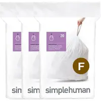 Simplehuman Kode F tilpassede søppelposer, pakke med 20, hvit