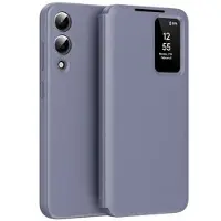 Mtp Products Samsung Galaxy S25 Edge Smart Clear View Flip-etui med kortspor - grå-lilla