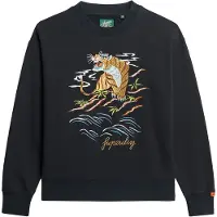 Superdry for woman. W2012248A Suika Loose black sweatshirt (L), Casual, Cotton