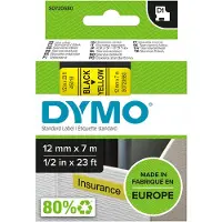 Dymo Merkebånd D1 12 mm, svart på gul